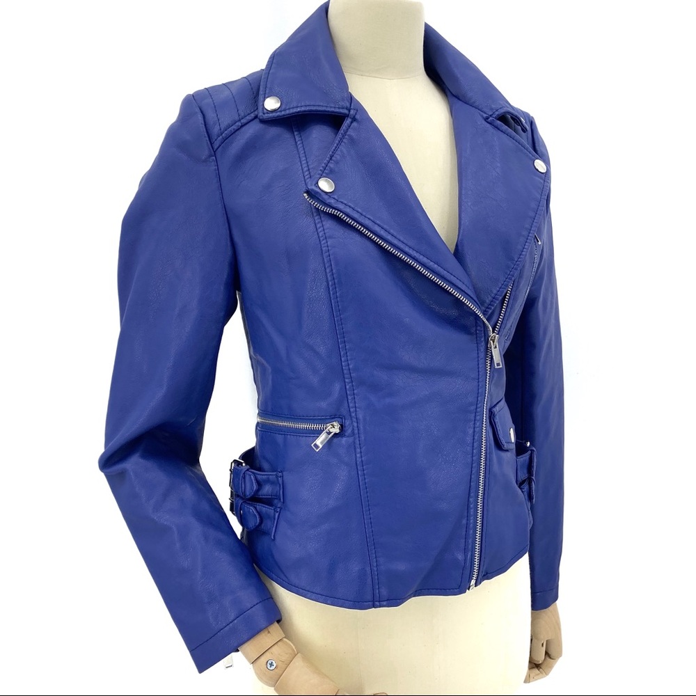 Faux Leather Zip Motorcycle Jacket - Picture 2 of 6